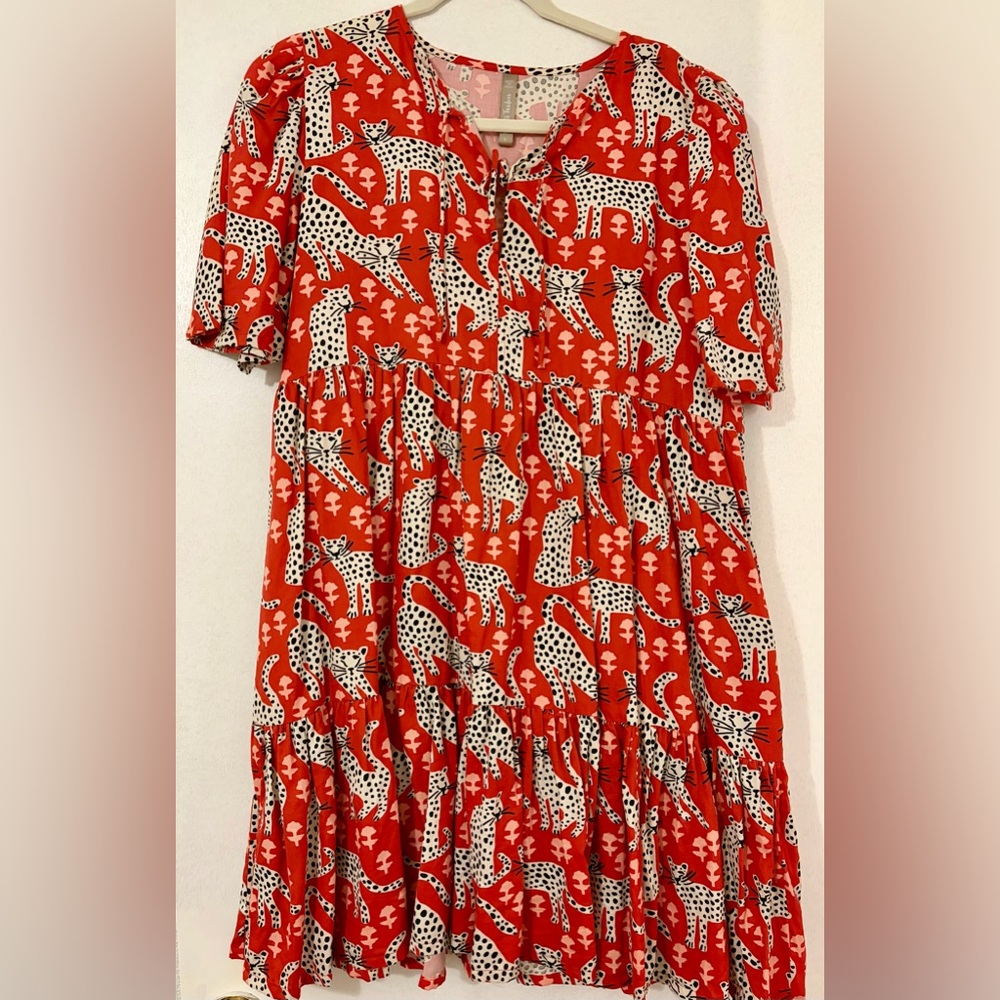 Cherry Red Leopard Print Dress